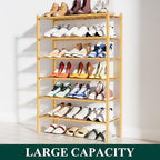 Smiry Bamboo Shoe Rack, 12 Vertical Slats, 6 Tier - 26.8" Wide, Natural - Image 5