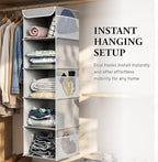 Simple Houseware 5 Shelf Hanging Closet Organizer, Gray | 360° Rotating Dual Hooks, Top Support Metal Frame, 6 Side Mesh Pockets - Image 6
