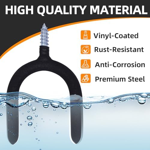 16 Pack Garage Storage System Steel U Hooks with Anti-Slip Coating Home Improvement and Organization Screw in Hooks Easy Wall Mounting Heavy Duty Bike and Ladder (Black, 16 Pack) - Image 4