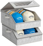 AOODA 2 PCS Sturdy Hat Storage for Baseball Caps, Holds up to 48 Caps Clear Hat Organizer for Closet, Bedroom, Wide Hat Box with Cardboard (Grey) by AOODA