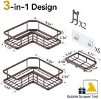 YASONIC Corner Shower Caddy Adhesive, 100% Rustproof Shower Organizer with Soap Holder, No Drill Shower Shelf for Inside Shower, Wall-Mounted Shower Storage for Homes (3 Pack, Bronze) - Image 2