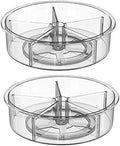 Slideep Plastic Round Lazy Susan Rotating Turntable Food Storage Container for Cabinet, Pantry, Refrigerator, Countertop, Spinning Organizer for Spices, Condiments, Baking Supplies 12'' - 2 Packs by WelcometotheSlideep