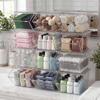 Yerliker 12 Pcs Clear Plastic Storage Bins with Lids Stackable Pantry Storage Organizer Kitchen Cabinet Organizers Ideal Containers for Coffee Pod Tea Sugar Bag Cabinet Home (Extra Large) - Image 7