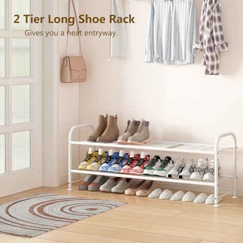 LINZINAR 2 Tier Long Shoe Rack for Closet Metal Shoe Organizer for Entryway - Image 4
