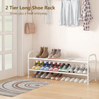 LINZINAR 2 Tier Long Shoe Rack for Closet Metal Shoe Organizer for Entryway - Image 4