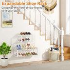 IBUYKE 2 Pack Wall Mounted Shoe Rack, 16"-29” Expandable Hanging Shoe Organizer for 12-16 Pairs, Space Saving Metal Wall Shoe Storage for Entryway Closet, White TXJ001W-2 - Image 5