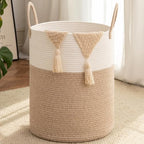 OIAHOMY 60L Nursery Hamper Laundry Basket Laundry Hamper Brown/White by MasterofSpaceOptimization