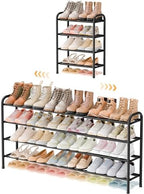 ENJOYBASICS 4 Tier Expandable Shoe Rack, Metal Small Shoes Shelf, Black by ENJOYBASICS