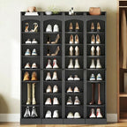 YATINEY 9-Tier Tall Shoe Rack, Wooden Shoe Storage Organizer, Narrow Shoe Cabinet with Removable Shelves for Small Spaces, Holds 9 Pairs of Shoes, for Entrance, Hallway, Black SS02BK - Image 2