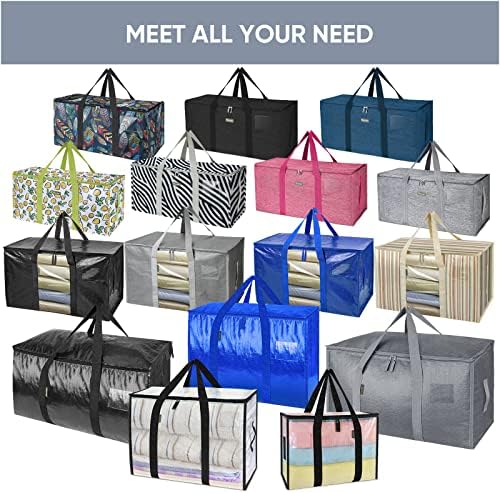 TICONN 8 Pack Extra Large Moving Bags Heavy Duty with Zippers & Carrying Handles, Durable Storage Bags Moving Boxes for Closet Organizers and Storage (8 Pack, Blue) - Image 5