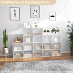 Portable Shoe Rack Organizer with Door, 64 Pairs Shoe Storage Cabinet Easy Assembly, Plastic Adjustable Shoe Storage Organizer Stackable Detachable Free Standing DIY Expandable 8 Tier White - Image 6