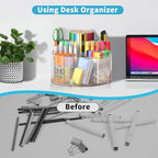 Rotating Markers Organizer for Kids, Acrylic Lazy Susan Organizers for Desks, 360 Degree Spinning Pencil Holders Pen Holders, Clear Arts and Crafts Organizer Storage, Art Supply Storage 6 Compartments - Image 4