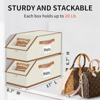Hat Organizer for Baseball Caps - 2PCS Stackable Storage with Clear Window Lid, Flip-Top Access, Space-Saving Hat Box for Closet, Breathable Fabric (beige with brown) - Image 2