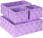 Posprica Woven Storage Baskets for Organizing, Small Black Baskets Cube Bin Container Tote Organizer Divider for Drawer, Closet, Shelf, Dresser, Set of 4(Purple) by Posprica