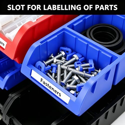 90Pcs Wall Mounted Storage Organizer Bins with Rack, Nuts, Bolts, and Hardware for Screws, Nails, Beads,Small Parts (Red, Blue, Black) - Shop,Garage Tool Storage Solution - Image 5