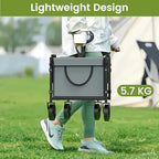 Blomoba Folding Wagon Cart with Wheels, 220lbs Utility Wagon Cart, Grey - Image 3