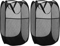 BATTOO Deluxe Strong Mesh Pop up Laundry Hamper Basket with Side Pocket for Laundry Room, Bathroom, Kids Room, College Dorm or Travel 2 Pack Black by BATTOO