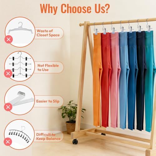 30 Pack Pants Hangers with Clip，Legging Organizer and Jean & Shorts Hangers - Image 3