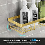 Moforoco Shower Caddy Shelf Organizer Rack, Self Adhesive Black Bathroom Shelves Basket, Home Farmhouse Wall Inside Organization and Storage Decor Rv Accessories, First Camper Apartment Essentials - Image 3