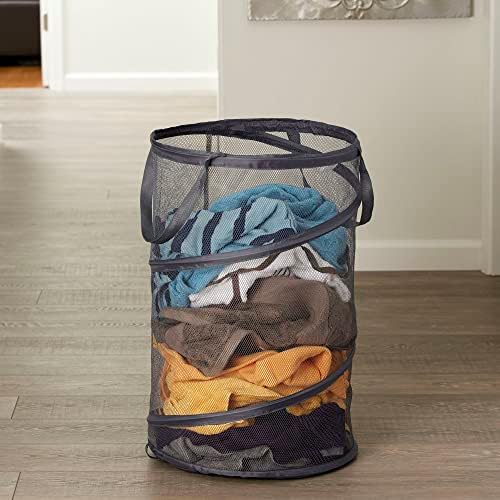 Household Essentials 2027-1 Pop-Up Collapsible Mesh Laundry Hamper | Charcoal - Image 2