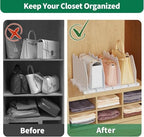 SPACEKEEPER Shelf Divider for Closet,2 Pcs Adjustable Purse Organizer,White - Image 5