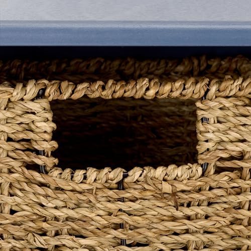 SAFAVIEH Home Collection - Finley Blue Wall Mounted 3-Basket Storage Rack with Hooks & Seagrass Baskets (HAC5700F) - Image 4