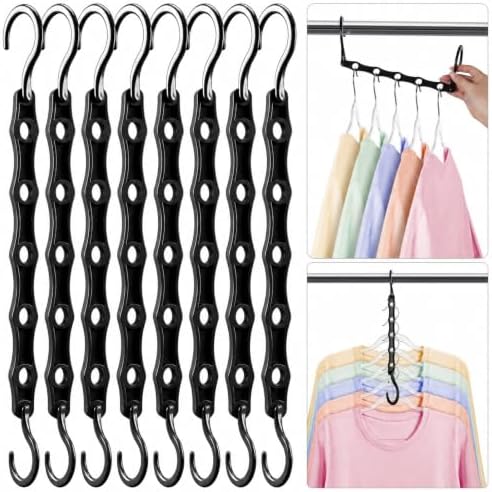 HOUSE DAY Closet Organizers and Storage 12 Pack, College Dorm Essentials | Back to School, Closet Organizers and Storage for Dorm, Apartment, Space Saving Hangers for Closet Organization - Black by HOUSEDAY