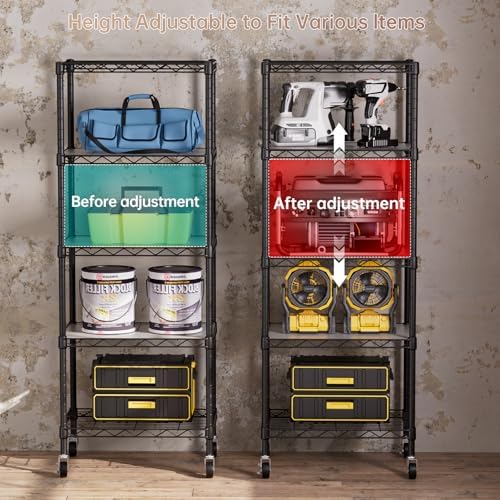 SINGAYE Small Wire 5 Adjustable Shelves Pantry Metal Shelf Floor Organizer - Image 4