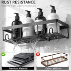 Moforoco Shower Caddy Shelf Organizer Rack, Self Adhesive Black Bathroom Shelves Basket, Home Farmhouse Wall Inside Organization and Storage Decor Rv Accessories, First Camper Apartment Essentials - Image 5