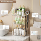 YCIA&DONE Luxury Bathroom Counter Organizer, Large Makeup Organizer Countertop, Shelf Organizer, Vanity Tray, Easily Assemble for Bathroom Organizers and Storage, Undersink, Cabinet, 3 Tiers Clear - Image 2