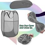 Deluxe Strong Mesh Pop up Laundry Hamper Basket with Side Pocket for Laundry Room, Bathroom, Kids Room, College Dorm or Travel Grey - Image 6