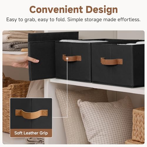 StorageWorks Closet Storage Bins, Black, Large, 3-Pack - Image 3