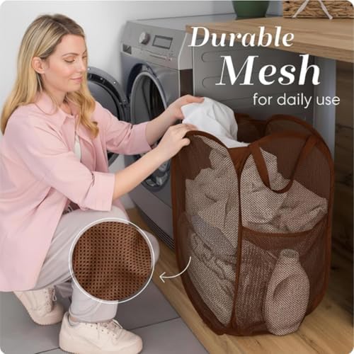 Handy Laundry Collapsible Mesh Pop Up Laundry Hamper with Side Pocket - Image 5