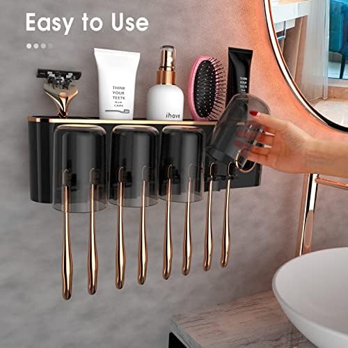 iHave Toothbrush Holders for Bathrooms Wall Mounted with Dispenser & 4 Cups - Image 3