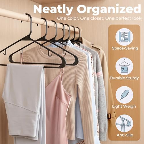 HOUSE DAY Black Plastic Hangers 60 Pack, Slim Space-Saving Clothes Hangers - Image 3