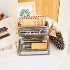 OKSQW Farmhouse Mail Organizer Countertop Letter Sorter Caddy 2 Tier Rustic Mail Tray Wooden Mail Holder File Organizer Bill Paper Folder Office Desk Accessories Rustic Office Supplies Home Decor - Image 5