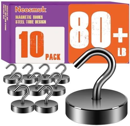 Neosmuk Magnetic Hooks Steel Tube Design for Cruise,80lb+ Gunmetal,10 Pack by Neosmuk