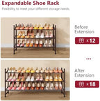 Tajsoon Expandable Shoe Rack for Closet 3 Tier, 28“-41“Stackable, Bronze - Image 6