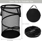 BATTOO 2 Pack Large Collapsible Laundry Basket Foldable Mesh Pop Up Hamper with Handles for Laundry Room, Bathroom, Kids Room, College Dorm, Travel, Storage Organizer Black+White - Image 2