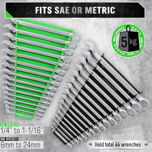 22-Piece Socket Organizer & Magnetic Wrench Organizer Set, 1/4", 3/8", 1/2" Drive Socket Holder, Total 64 Slots Metric & SAE Magnetic Wrench Holder (Socket, Wrenches not Included) - Image 4