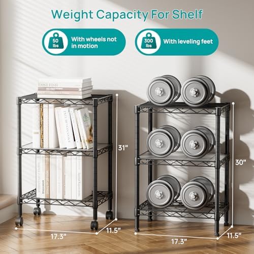 SINGAYE Small Shelves Kitchen Storage Shelf Wire Shelving Metal Adjustable - Image 3