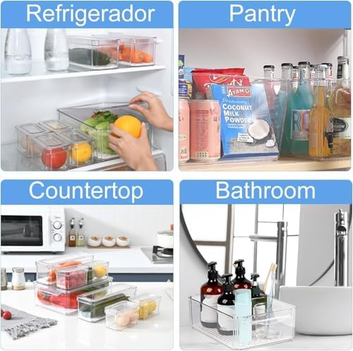 KUMD 10 Pack Food Storage Organizer Bins, Clear Stackable Containers - Image 6