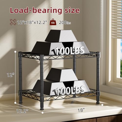 SINGAYE Small Wire 2 Shelves Pantry Metal Shelf Floor Organizer Under Desk - Image 3