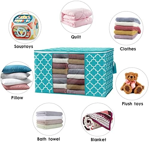 Storage Bags 100L 4Pack Clothes Organization and Storage Containers | Large Blanketfor Bedding, Comforters, Foldable Organizer with Reinforced Handle, Clear Window, Sturdy Zippers, Green - Image 4
