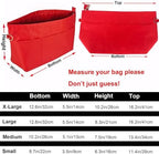 Handbag Tote Purse Organizer Insert Bag Liner Shaper Divider Zipper 11 Pockets Compartments Small Red - Image 2