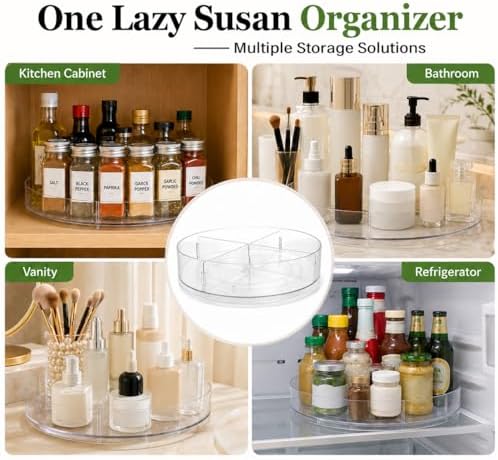 4 Pack Lazy Susan Organizer, 10.5 Inch Turntable Organizer with Non-Skid Base, Lazy Susan Organizer for Cabinet, Kitchen Countertop, Pantry, Refrigerator and Bathroom Storage (4 Pack, 10.5) - Image 7