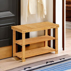 SONGMICS Shoe Rack Bench, 3-Tier Bamboo Shoe Storage Organizer, Entryway Bench, Holds Up to 286 lb, 11.3 x 27.6 x 17.8 Inches, for Entryway Bathroom Bedroom, Natural ULBS04N | Shoe Storage Organizer, Holds Up to 286.6 lb, Natural, BAMBOU Collection ULB... - Image 5