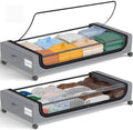 GoMaihe Under Bed Storage with Wheels 70L Grey 2-Pack | Rolling Bins for Shoes Clothes in Dorm Bedroom - Metal Drawers Easy Pull-out by GoMaihe