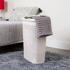 Mind Reader 40L Slim Laundry Hamper with Lid, Narrow Clothes Baskets, Set of 2, Ivory - Image 2