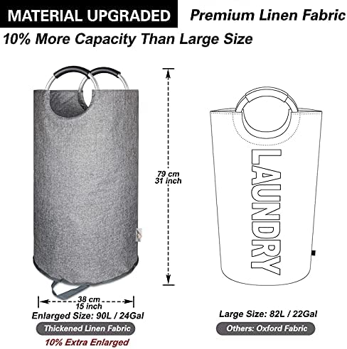 Large Laundry Basket, Laundry Hamper Bag with Handles, 90L Heather Grey - Image 4